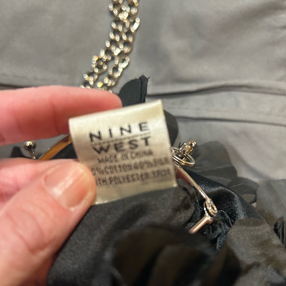 Nine West Black Floral Shoulder Bag | Chain Strap | NWT - Picture 7 of 14